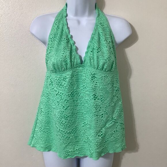 Y2K Mint McBling Bohemian Hippie Festival Beachy Lace Halter Babydoll Top Large - Picture 1 of 11
